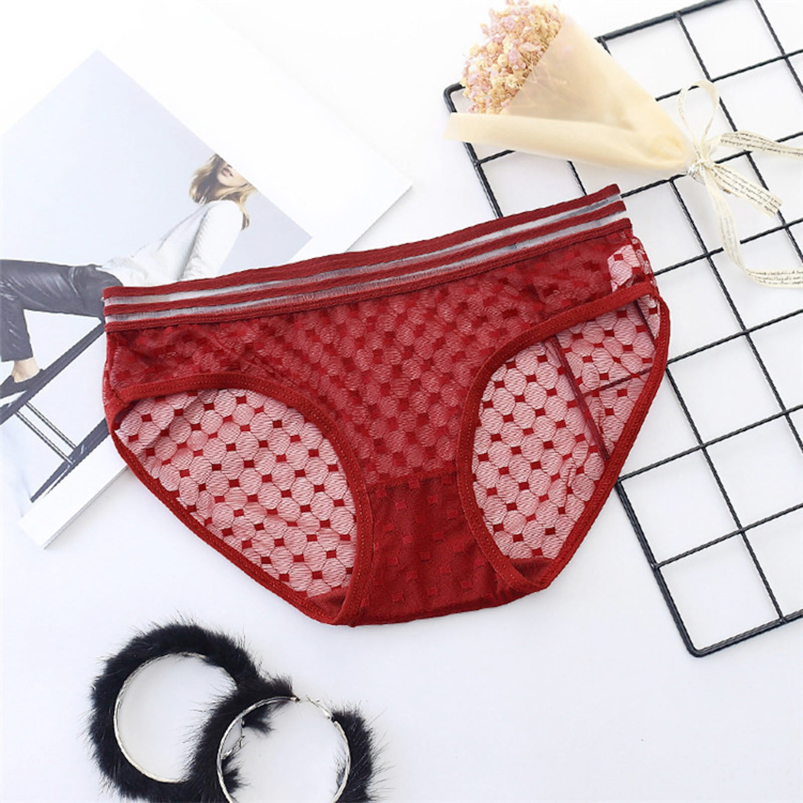 eczipvz Panties for Women Seamless Thongs For Women Underwear Lady Low  Waist Thong Lace Tangas Solid Color ,L 