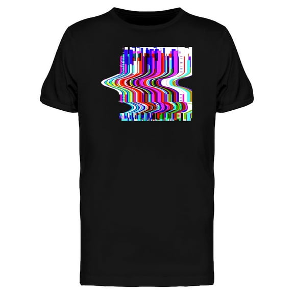Smartprints Mens Graphic Tee - Graphic Glitched Wavy Stripes - Regular Fit 100% Cotton