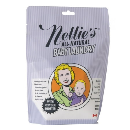 Nellie's All Natural Baby Powder Laundry Detergent Pouch Safe For Infantsâ?? Sensitive Skin, Non Toxic ,1.6