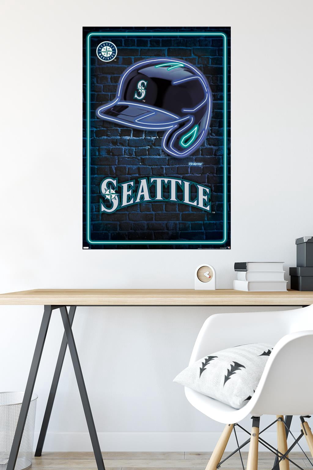MLB Seattle Mariners - Neon Helmet 23 Wall Poster, 22.375" x 34"