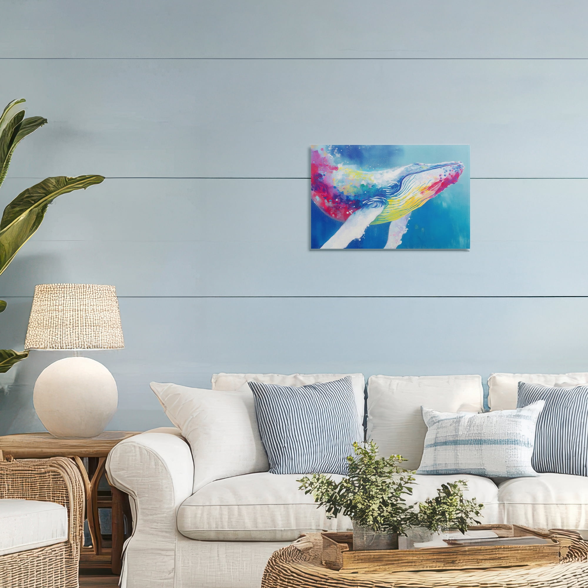 Stupell Industries Breaching Humpback Whale Canvas Wall Art, design by Chromatic Storm Studio
