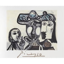 Pablo Picasso 14532 Couple et Enfant au Rameau DOlivier Lithograph on Paper 29 In. x 22 In. - Black Brown Blue