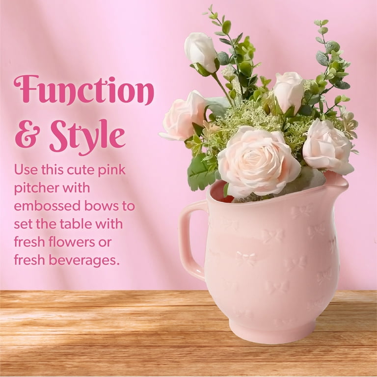 Paris Hilton Ceramic Pitcher, 40 Ounce Capacity, Easy Pour Spout
