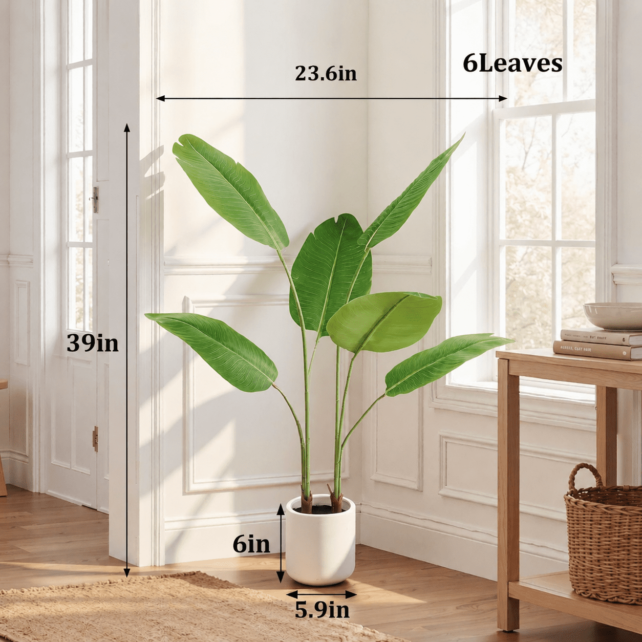 Easy4Home 2 Pack 3.3FT Artificial Plant Fake Tropical Palm Tree Potted Indoor Faux Floor Plant for Home Office Decor, White Pot