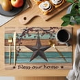 thumbnail image 2 of Texas Star Vintage Placemats Set of 8, Berry Turquoise Green Brown Wooden Placemats for Dining Table, Place Mats for Kitchen Tabletop, Waterproof Wipeable Dining Table Mats Set, 2 of 9