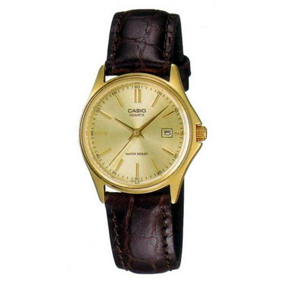 LTP-1183Q-9A Women's Analog Dress Watch Gold Dial w/ Genuine Leather Band