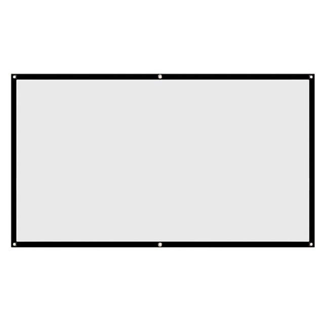 Portable Folding Projection Screen 60/100-inch No Crease Soft Projector Curtain with Sticky Hooks Polyester Soft Projector Screen for Home Theater/Outdoor Projection/Office Meeting