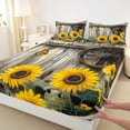 thumbnail image 3 of Homewish Kawaii Butterflies Sunflower Bed Sheets,Rustic Farmhouse Cabin King Sheets,Old Wooden Board Sheet Set For Bots Kids,Super Cozy Room Decor,4 Pieces, 3 of 7