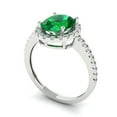 thumbnail image 2 of 2.27 ct Oval Cut Simulated Emerald Halo Engagement Ring for Women in 18K White Gold, 2 of 5