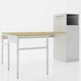 thumbnail image 2 of SYNGAR L-Shaped Office Desk, with Storage Cabinet and Hooks, Industrial Computer Desk, Home Writing Study Desk, Modern Gaming Desk, Laptop Workstation, White, D4612, 2 of 10