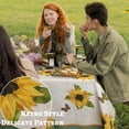 thumbnail image 3 of Sunflower Tablecloth Rectangle 60 x 84, Vintage Floral Tablecloth Table Cover, Washable Sunflowers Butterfly Table Cloths for Parties, Kitchen Dining Table, Polyester Fabric Flower Tablecloth, Decor, 3 of 5