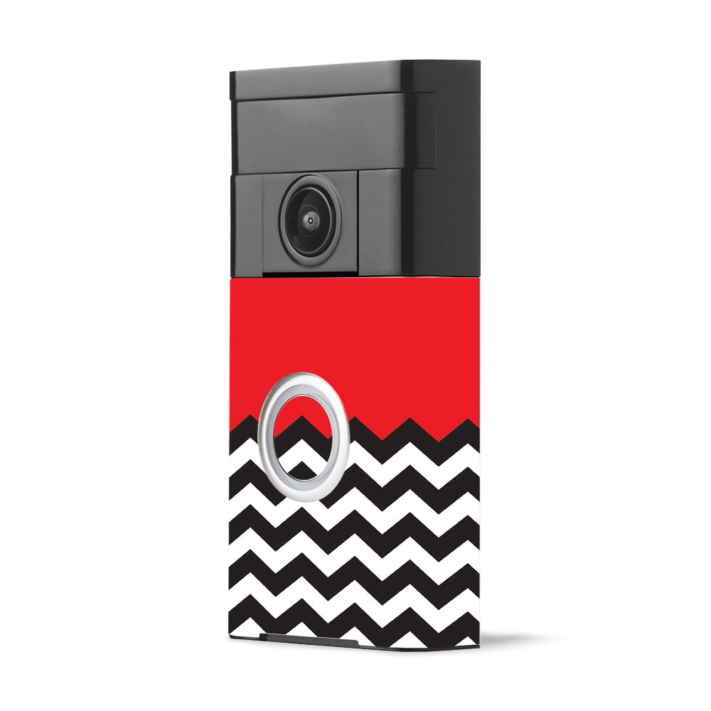 Skin Decal Wrap for Ring Video Doorbell sticker Red Chevron Walmart