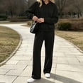 thumbnail image 4 of Karymi Womens Tops Dressy Casual Two Piece Tracksuit, Long Sleeve Full Zip Hoodie Top with Front Kangaroo Pocket, Elastic Drawstring Waist Sweatpants With Side Pockets, 4 of 7