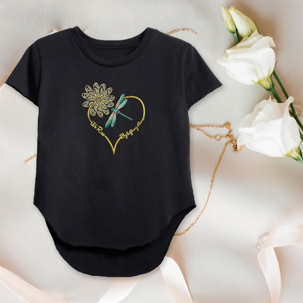 Camiseta de manga corta para niñas, camiseta versátil suave y duradera a la moda, camisetas de verano para ir de compras, escalar, acampar en casa y