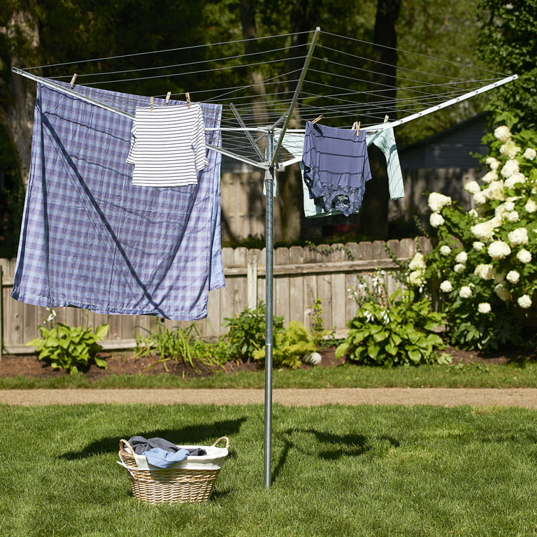 Umbrella Clothesline Outdoor Dryer, 12 Lines with 165 Feet of Drying Space,  Aluminum Arms and Steel Post, Collapsible 
