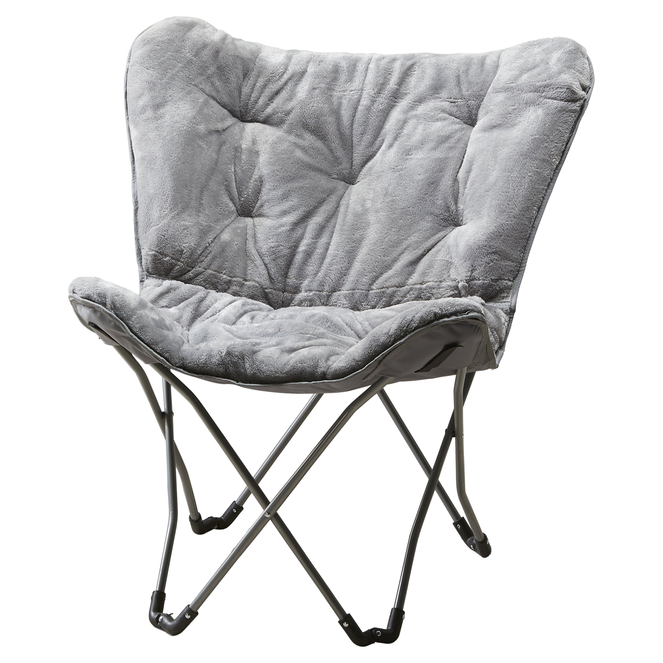Mainstays Faux Fur Butterfly Chair for Kids and Teens, Gray photo 1