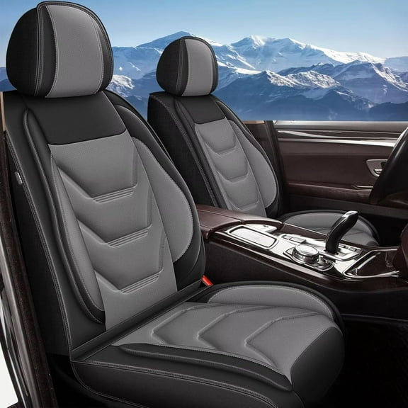 LAONNVIR Seat Covers Fit for Ford Explorer 2004-2024 Full Set Faux Leather Seat Cover 2 Rows 5 Seats Seat Cushion Waterproof Protector (Black Grey)