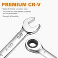 thumbnail image 5 of 2pcs 3/8 Inch Ratcheting Combination Wrench Cr-V Ratchet Box Ended and Open End 72 Teeth 12 Point Anti-slip Stubby with Mirror Polish for Tight Space, 5 of 7