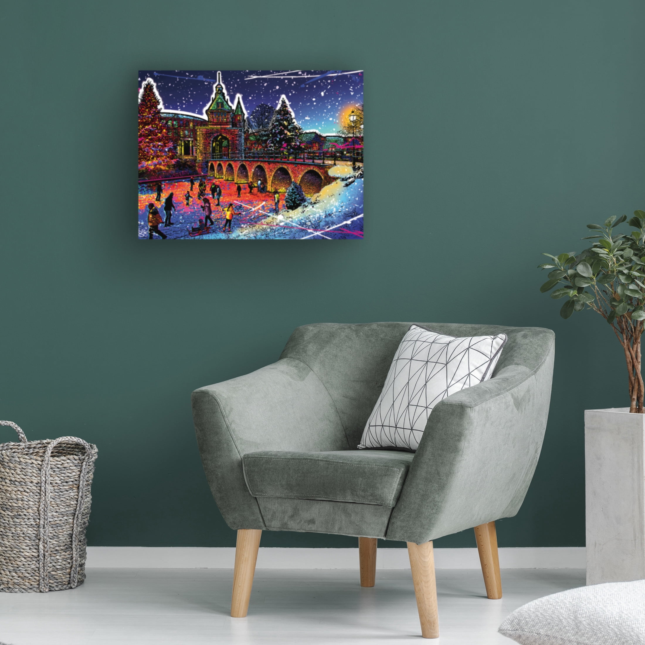 Canvas Wall Art - Ray Heere 'Colorful Cityview Dutch City Of Hoorn Christmas' Wall Art for Living Room, Bedroom, or Office Décor by Trademark Fine Art - 47 x 35 Inches