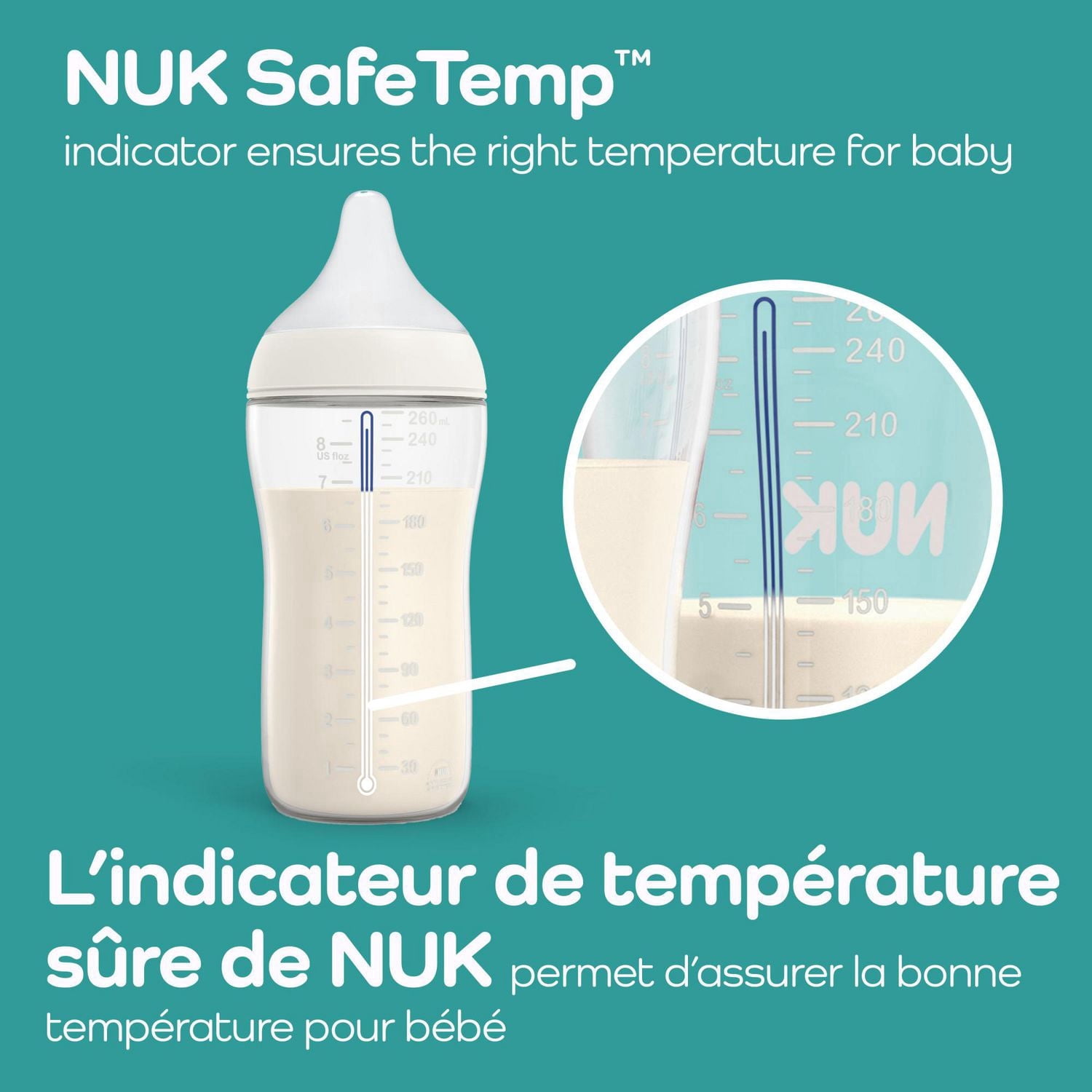 NUK Perfect Match Medium Flow Bottle, 8 oz (240 mL)