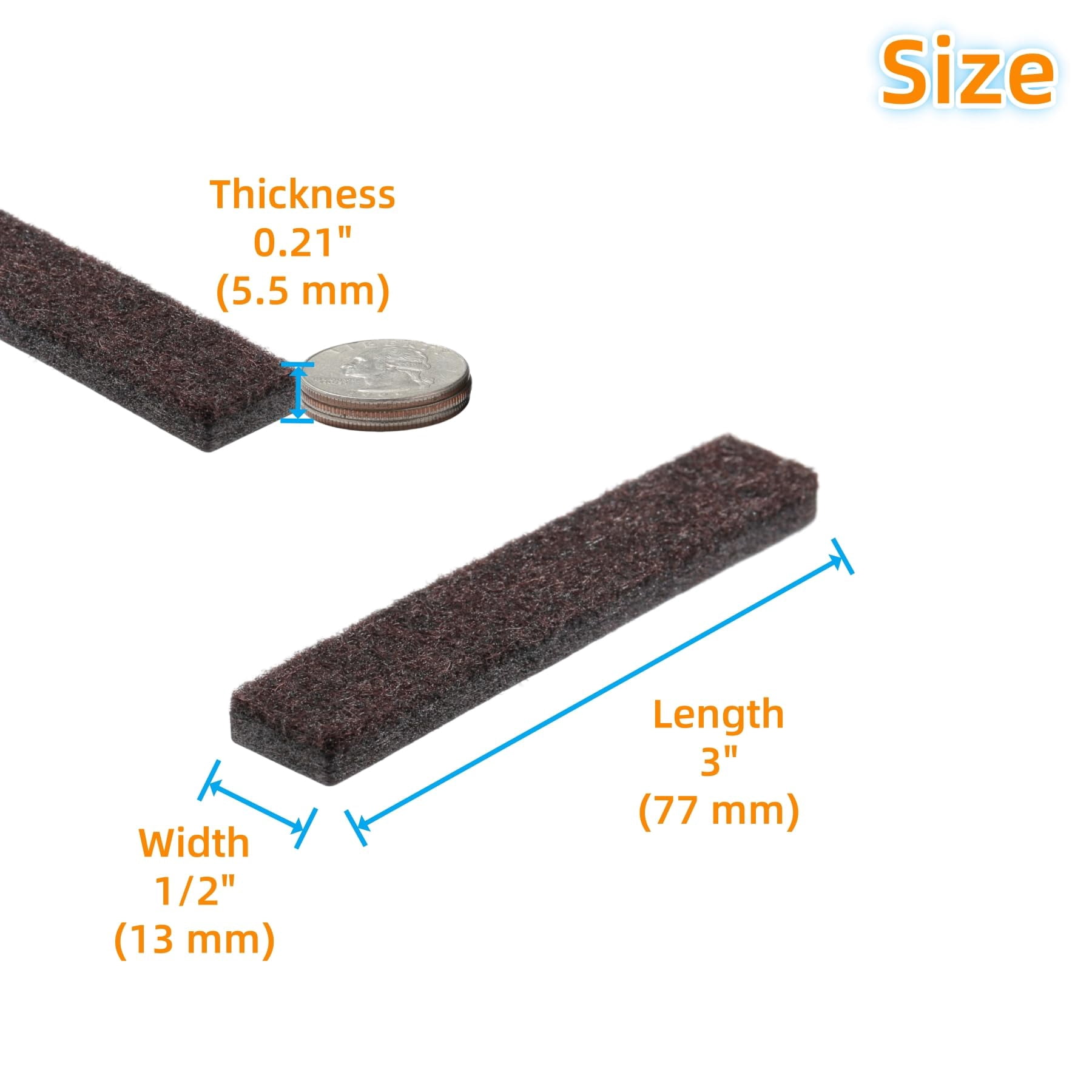 Felt Strips With Adhesive Backing For Furniture - Pads Hardwood Floors  Chair Feet Floor Protector Sliders 30 3 X 1/2" Rectangular Brown