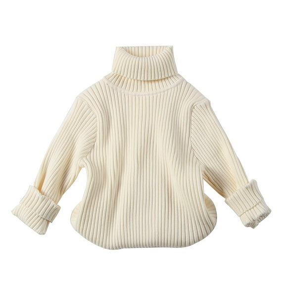 Coerni Unisex Baby Boys Girls Warm Knit Sweater Pullover Long Sleeve Soft Turtleneck High Neck Solid Children Autumn Sweater