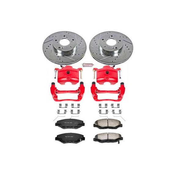 PowerStop Front Z36 Truck & Tow Brake Pad and Rotor Kit with Red Powder Coated Calipers Fits: ACURA HONDA Select Models KC1043A-36