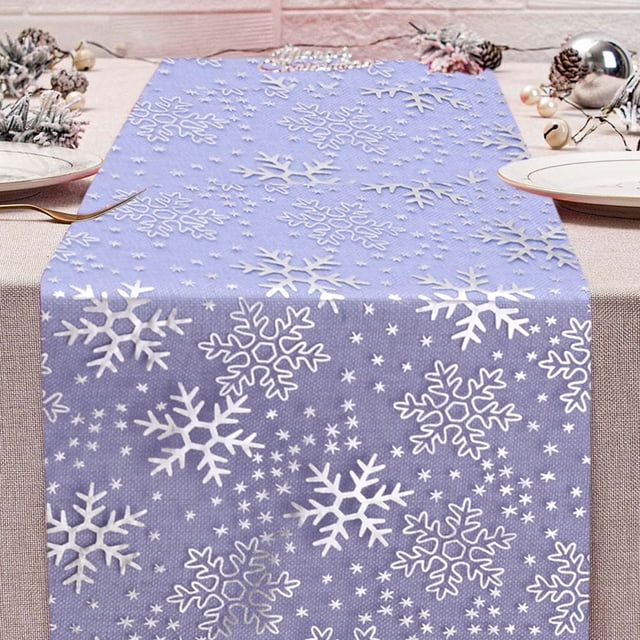 Bandera de Mesa con Lámina de Oro Caliente, Tela de Nailon con Hilo de Nailon, Decoración para Fiestas, Bandera de Mesa con Copos de Nieve Navideños, Bandera de Mesa para Reuniones Navideñas