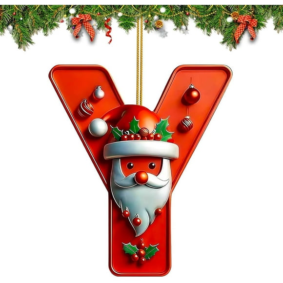 Colgante de letra de árbol de Navidad de acrílico | Decoración colgante con alfabeto personalizado | Decoración para árbol de Navidad para el hogar, puerta, pared, corona