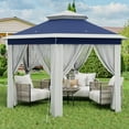 thumbnail image 2 of Lumiparty 13x13 ft Outdoor Pop Up Gazebo with Mosquito Netting, Adjustable Height Gazebo Shelter with Carry Bag for Backyard, Garden, Patio, Blue, 2 of 12