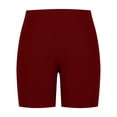 thumbnail image 4 of Women's Elastic Waist Ribbed Yoga Workout Shorts Athletic Leggings Slim Fit Breathable Shorts Wine 3XL, 4 of 6