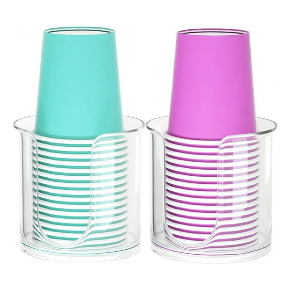 WLGJL Bathroom Cup Dispenser, 2 Pack Mouthwash Cups Holder, Small Disposable Paper Cup Holders For Rinsing Cups On Bathroom Vanity Countertops
