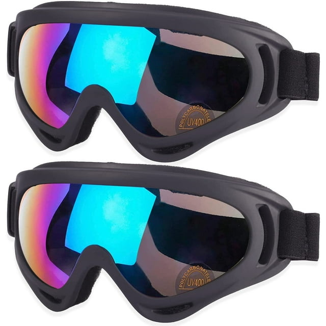 Kids Motorcycle Goggles, 2-Pack Dirt Bike Goggles for Child, ATV Off-Road Racing Goggles for Boys Girls(Multicolor)