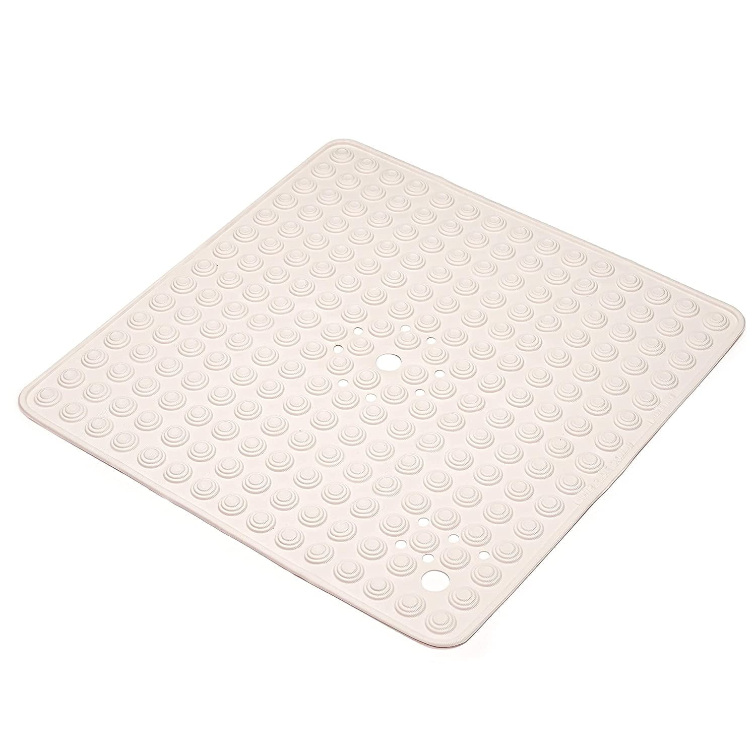 Shower Stall Mat Without Suction Cups for Refinished and Reglazed Surface, Made in Italy, 24" x 24", Soft White Vinyl