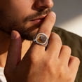 thumbnail image 6 of VNOX Stainless Steel Tiger Eye Signet Ring for Men, Silver Textured Statement Ring Gift Jewelry, 6 of 6