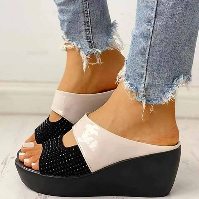 LSLJS Pantoufles à Bout Ouvert pour Femmes Chaussures Sandales Confortables Décontractées Confortables Sandales de Plage, Pantoufles pour Femmes