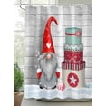 thumbnail image 2 of Christmas Gnomes Shower Curtain Set, Waterproof Shower Curtains for Bathroom, Grey Wooden Vintage Snowflake Washable Fabric Cloth Bath Curtain for Bathtub Decoration with Hooks 66x72 Inches, 2 of 6