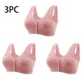 thumbnail image 2 of SMihono Trendy 3 Pack Front Closure Daisy Bras for Older Women Push Up Comfortable Bras No Underwire Seniors Full Support Padded Bras Pink XXXXXXXL, 2 of 6