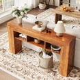 thumbnail image 3 of 63" Long Entryway Console Table, Sofa Table with Storage Shelves, Wooden Entry Foyer Table, Behind Couch Table for Living Room, Hallway, Brown, 3 of 8