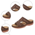 thumbnail image 7 of Womens Sandals Flower Embroidery Open Toe Slides Comfy Orthopedic Walking Shoes Lightweight Cushioning Slip on Summer Beach Shoes Coffee Size 9, 7 of 7
