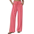 thumbnail image 6 of Edvintorg Women Pants Striped Elastic Waisted Wide Leg Loose Casual Lightweight Trouser with Pockets Clothes Women Hot Pink XL, 6 of 8