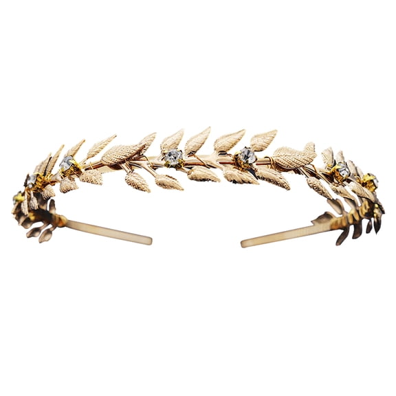 Hemoton Women Leaf Design Hair Accessory Tiara Hair Accessory Bride 13x2cm Golden