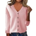 thumbnail image 2 of Cardigan Sweaters for Women Long Sleeve Open Front Button Down Outwear Casual Knit Comfy Soft Lightweight Cardigans Pink M, 2 of 5