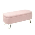 thumbnail image 4 of Faux Fur Storage Bench | Can Be Used as Sleeper Sofa and Footstool | Soft Curves and Pleats Design | Sturdy Metal Hardware Feet, 4 of 6