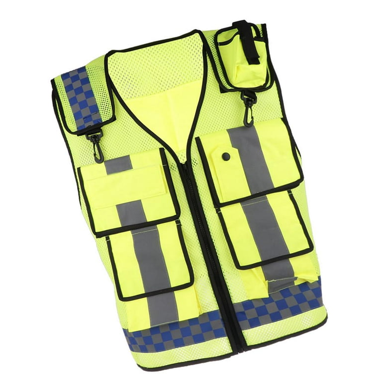 Multi Pocket High Visibility Zipper Front Safety Vest With