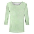 thumbnail image 4 of Yuwull Womens Plus Size 3/4 Roll Sleeve Blouses Crew Neck Casual Tunic Tops Casual Solid Color Long Sleeve Shirts For Women, 4 of 4