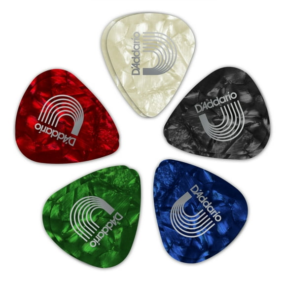 D'Addario Assorted Pearl Celluloid Guitar Picks, 25 pack, Medium
