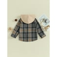 thumbnail image 5 of FEORJGP Toddler Infant Boys Hooded Jackets Long Sleeve Hoodies Plaid Print Flannel Shirts Coats Button Down Baby Shackets Loose Casual Outerwear for Spring Fall, 5 of 9