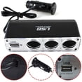thumbnail image 4 of Car Cigarette Lighter Multi Socket Triple Splitter 12V USB Charger New B3S6, 4 of 5