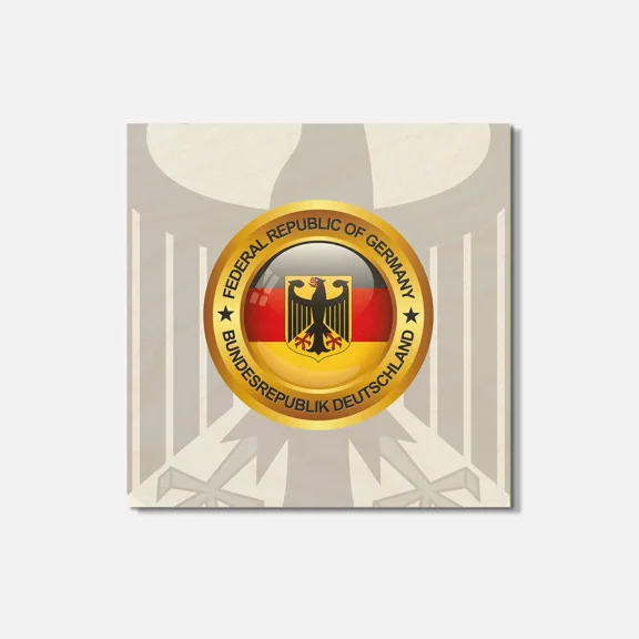 Germany Coat Of Arms Glossy 4'' X 4'' Square Wooden Coaster